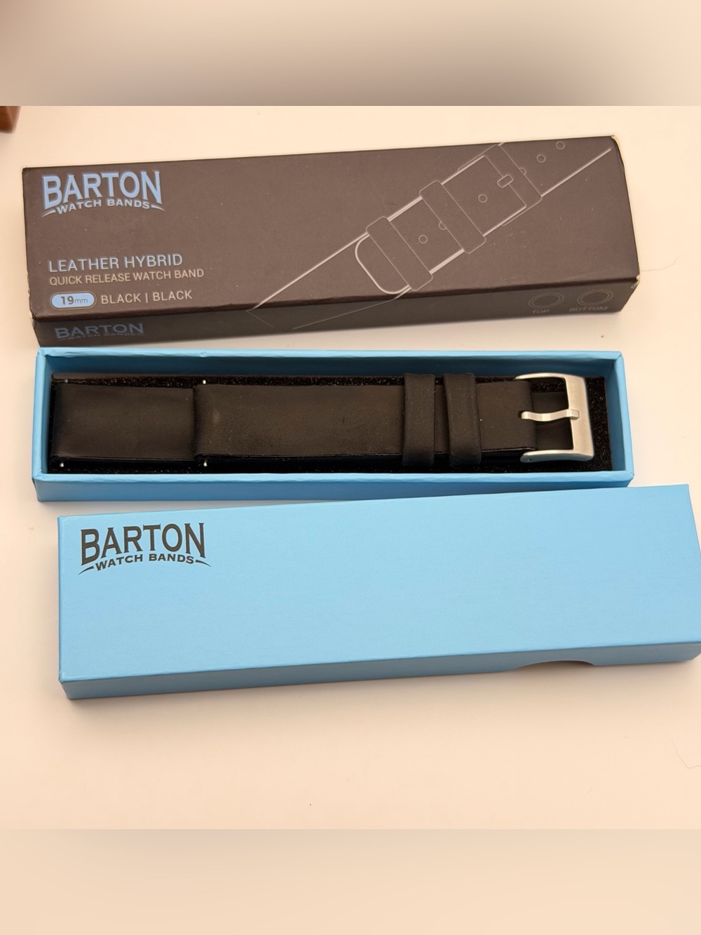 Barton Hybrid Leather Band, 19mm, black